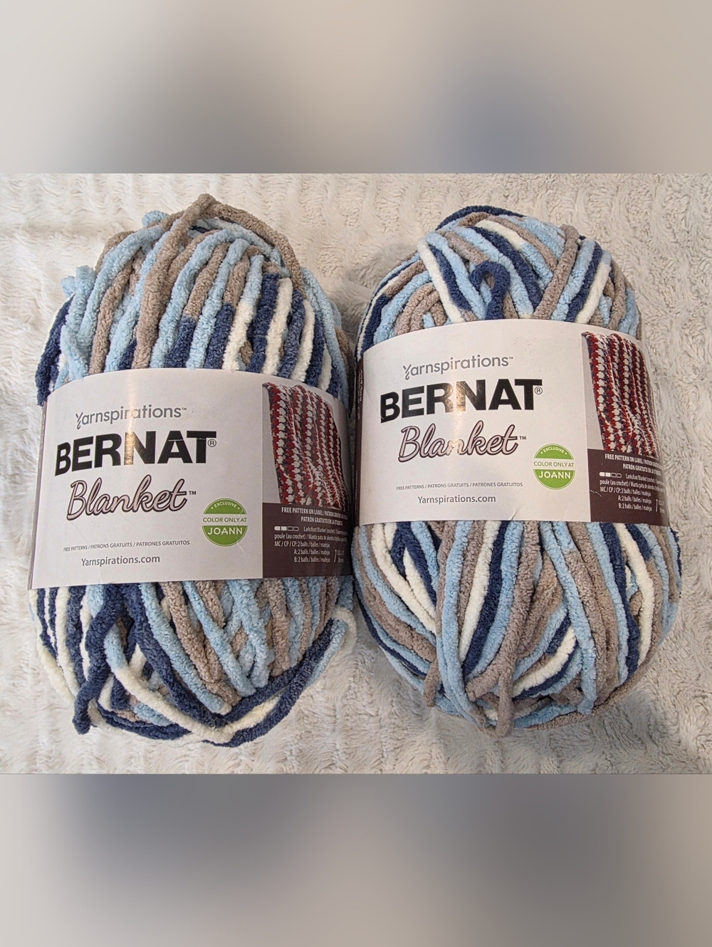 2pc Yarnspirations Bernat Blanket Yarn "Cloudy Sky" 10.5oz/300g/220yds